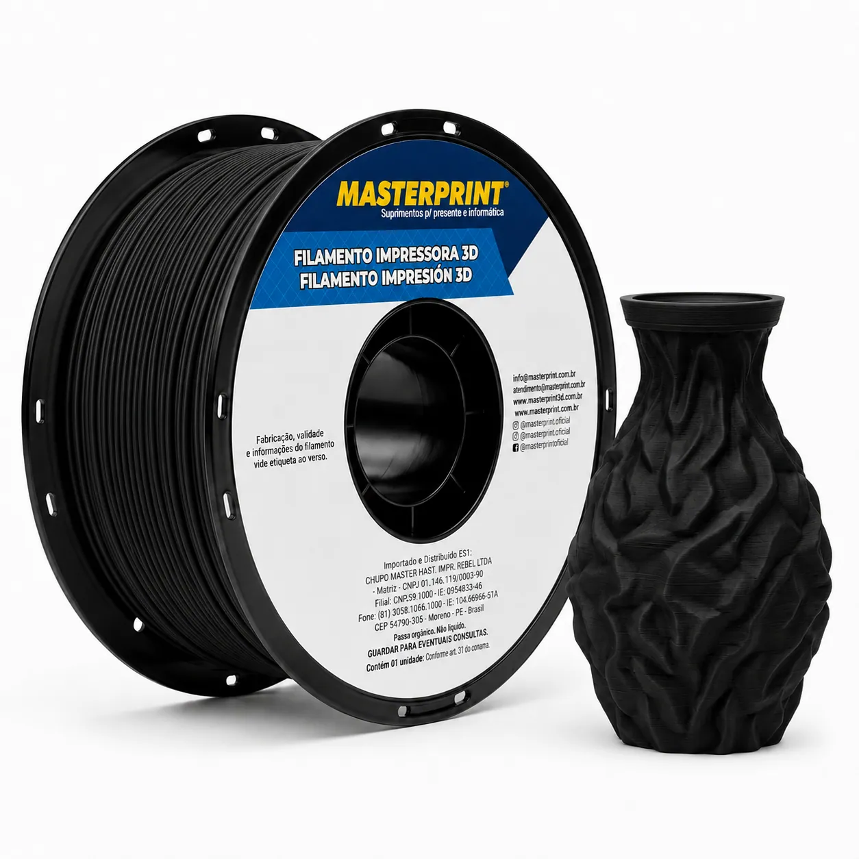 MP-FILAMENTO 3D - PETG PRETO - 1KG (1.75MM)